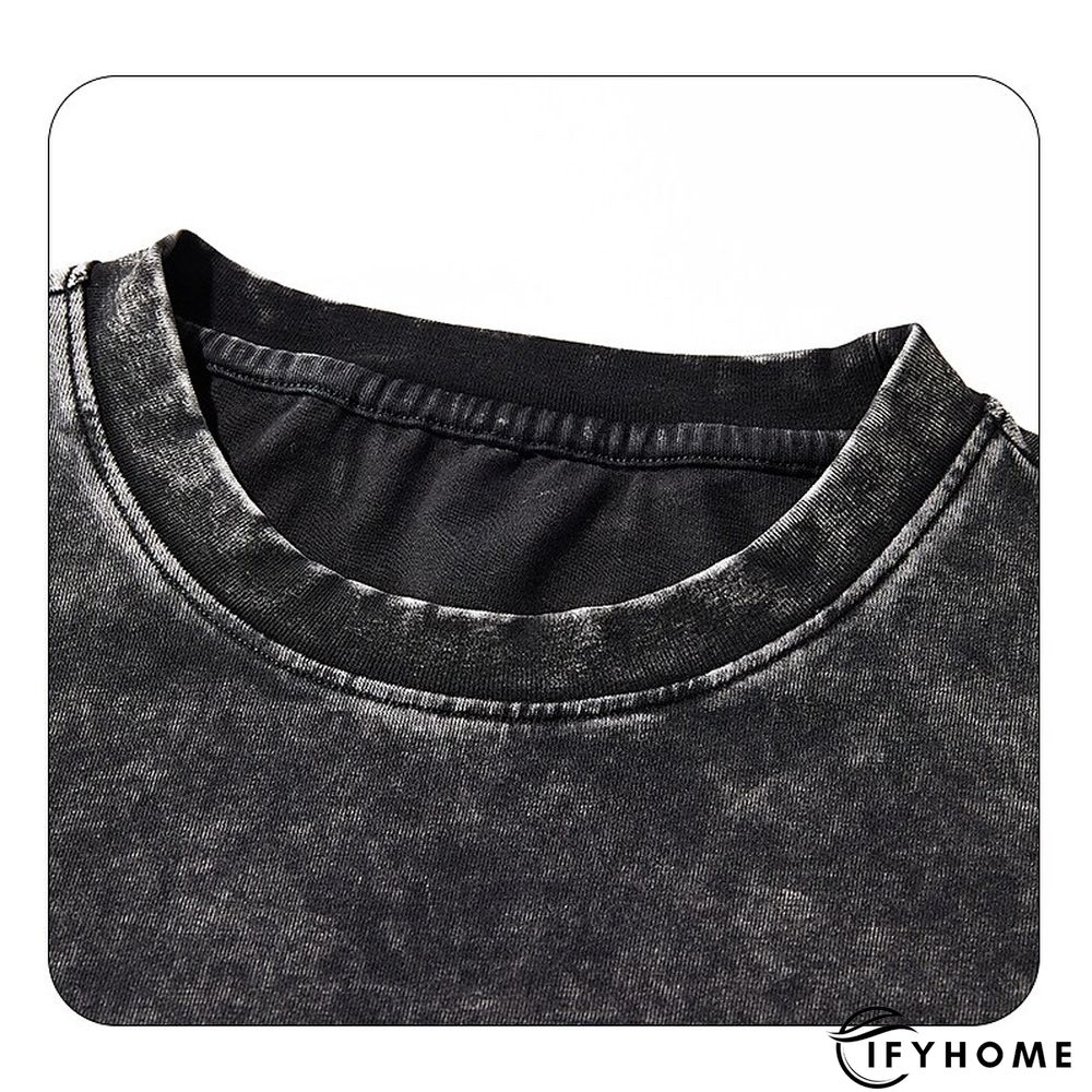 Men's 100% Cotton Acid Wash Shirt Oversized Shirt Plain Crew Neck Sports & Outdoor Daily Short Sleeve Clothing Apparel Fashion Designer Casual | IFYHOME