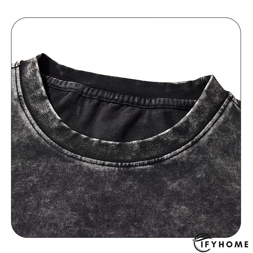 Men's 100% Cotton Acid Wash Shirt Oversized Shirt Plain Crew Neck Sports & Outdoor Daily Short Sleeve Clothing Apparel Fashion Designer Casual | IFYHOME