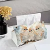 (25cm)Winter Pearl Three Birds DIY Diamond Painting PU Tissue Holder Box