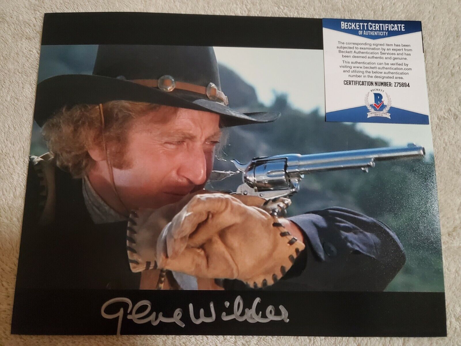 GENE WILDER SIGNED AUTOGRAPHED BLAZING SADDLES COLOR Photo Poster painting BAS BECKETT COA