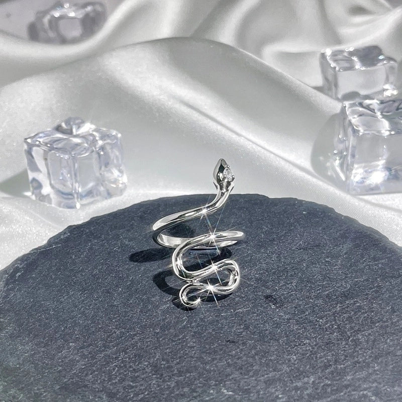 Hip-Hop Cool Style Snake Copper Plating Inlay Rhinestones Open Rings