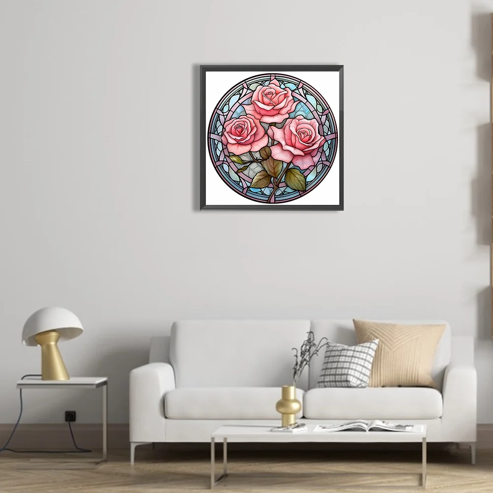 Diamond Painting - Full Round Drill - Stained Glass Flower(30*30cm)
