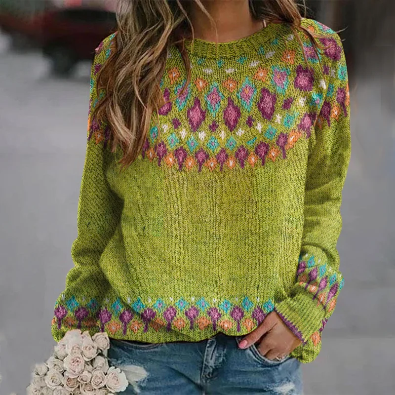 Fairman Island Geometric Contrast Sweater