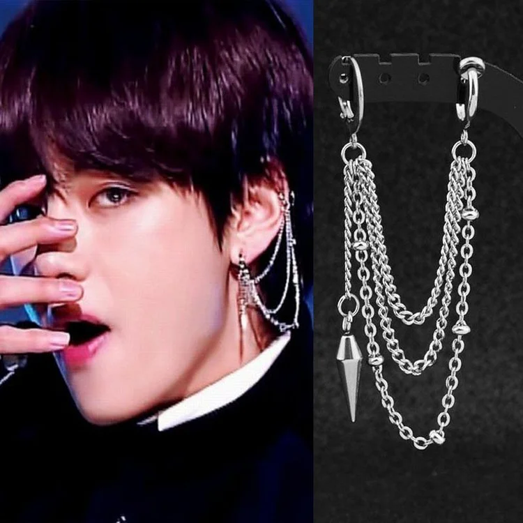 BTS v Style Double Piercing Earrings Kpop Style Accessories Korean