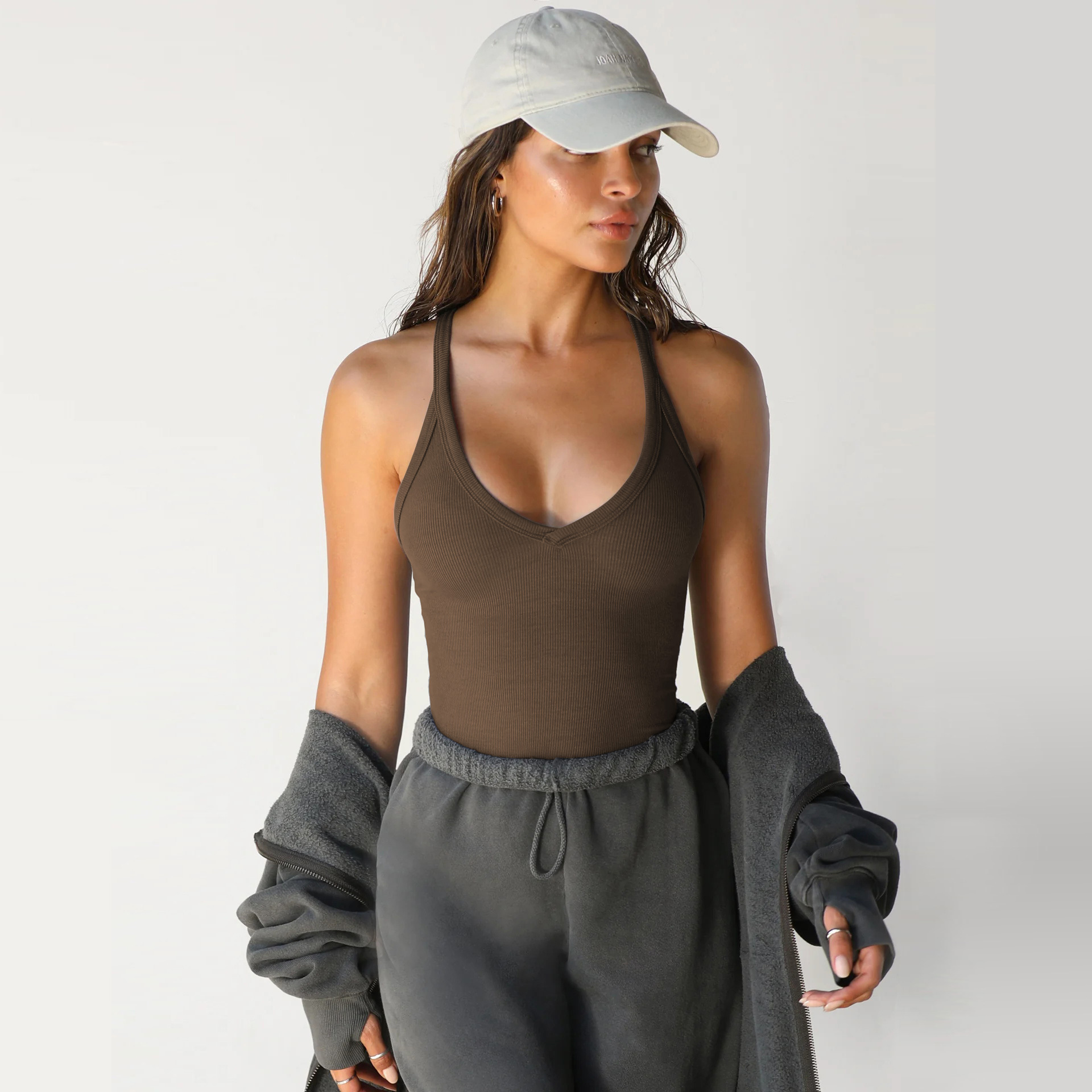 Mature Women Spring Knitted Vest Sexy Slim Top