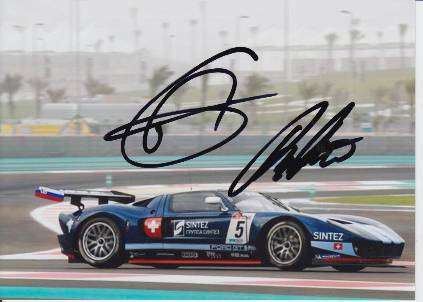 Thomas Mutsch and Romain Grosjean Hand Signed 7x5 Photo Poster painting - FIA GT Championship 15