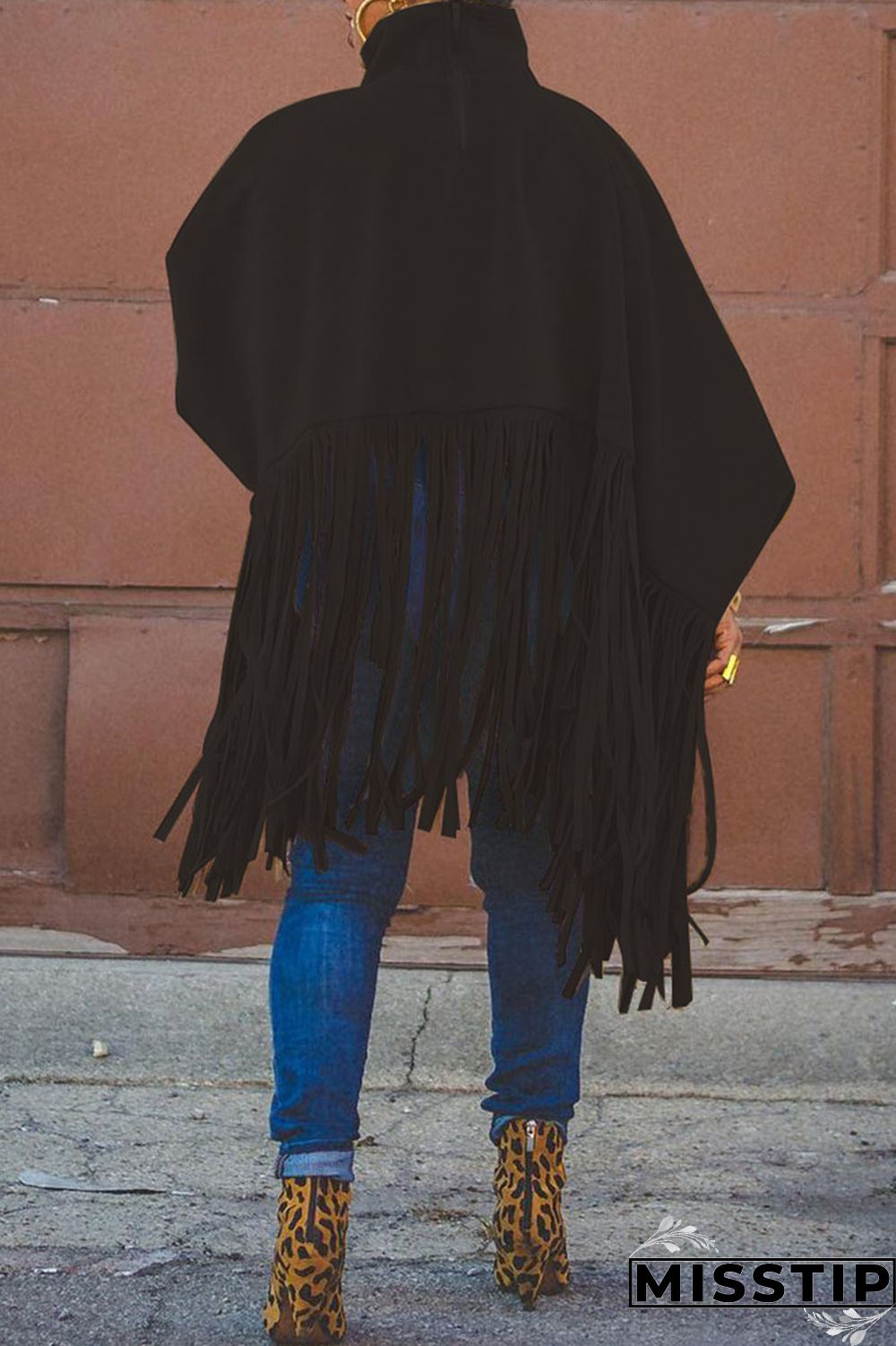 Burgundy Fashion Vintage Solid Tassel Turtleneck Plus Size Overcoat
