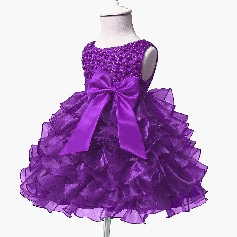 2018NEW Tutu Beading Flower Baby Dress For Wedding Party Sleeveless Infant Baby Dresses For 1st Birthday Toddler Baptism Clothes