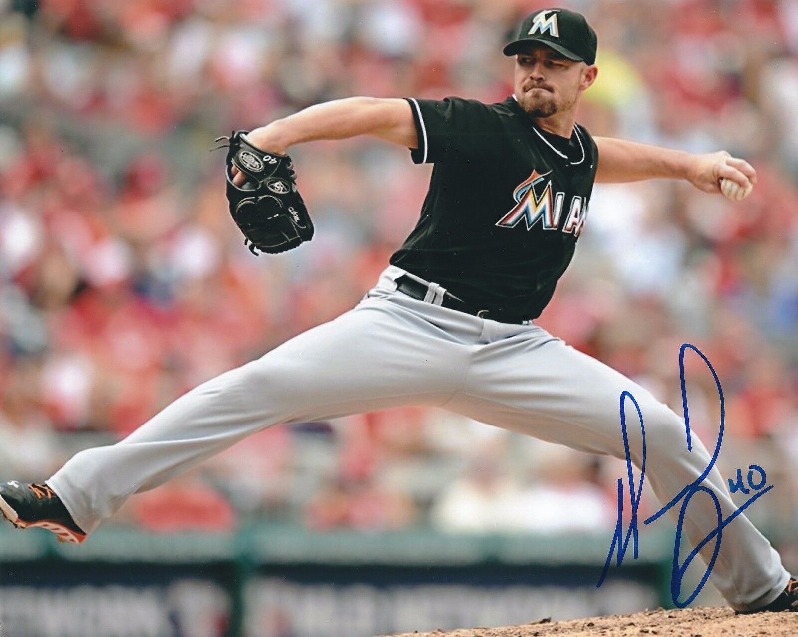 AUTOGRAPHED MIKE DUNN Miami Marlins 8X10 Photo Poster painting - COA