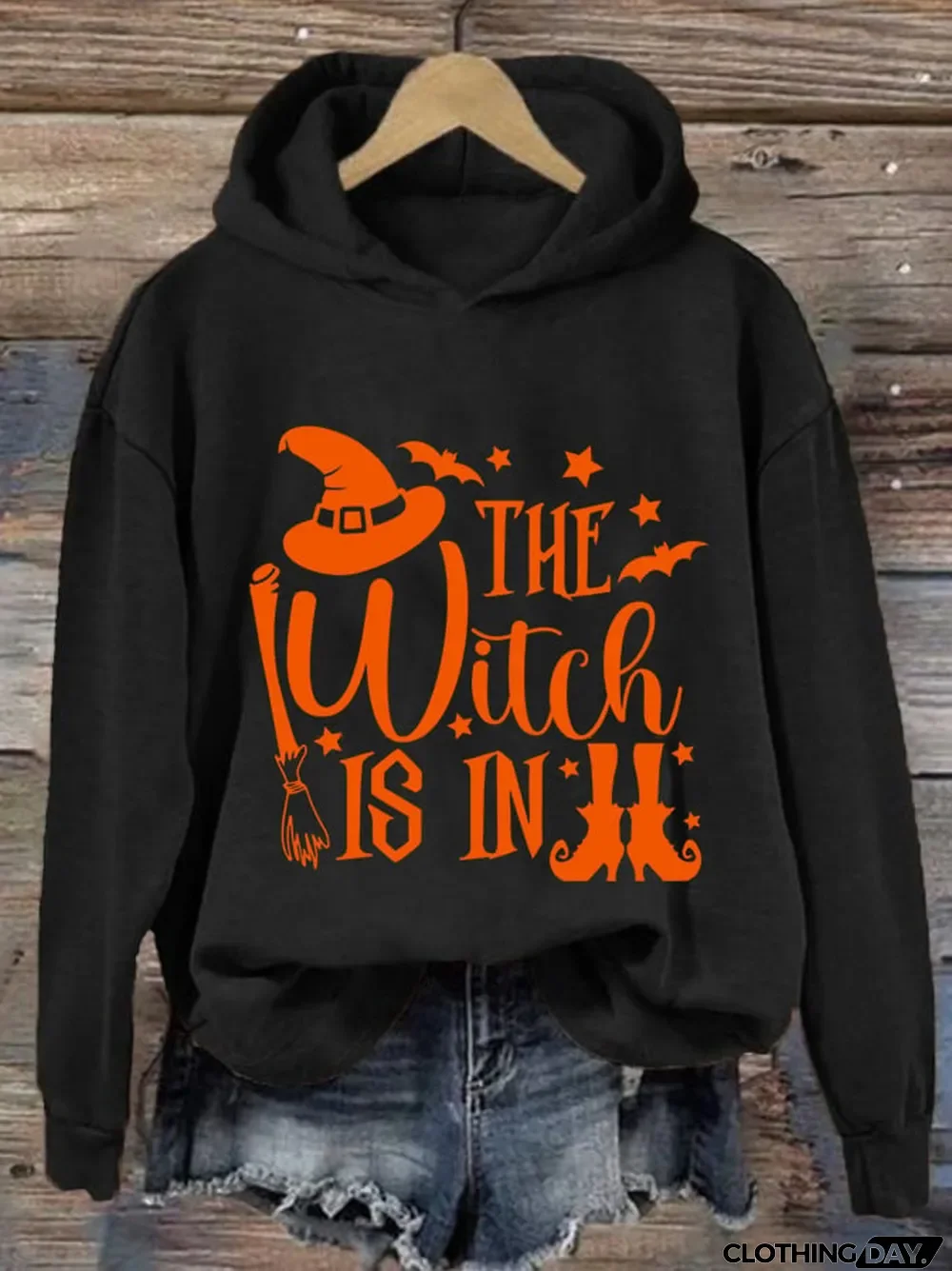 Women'S The Witch Is In Halloween Print Casual Hoodie
