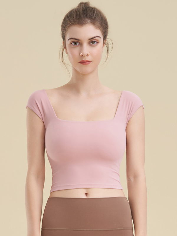 Mature Women Square Neck Sports Tight Yoga Tank Top