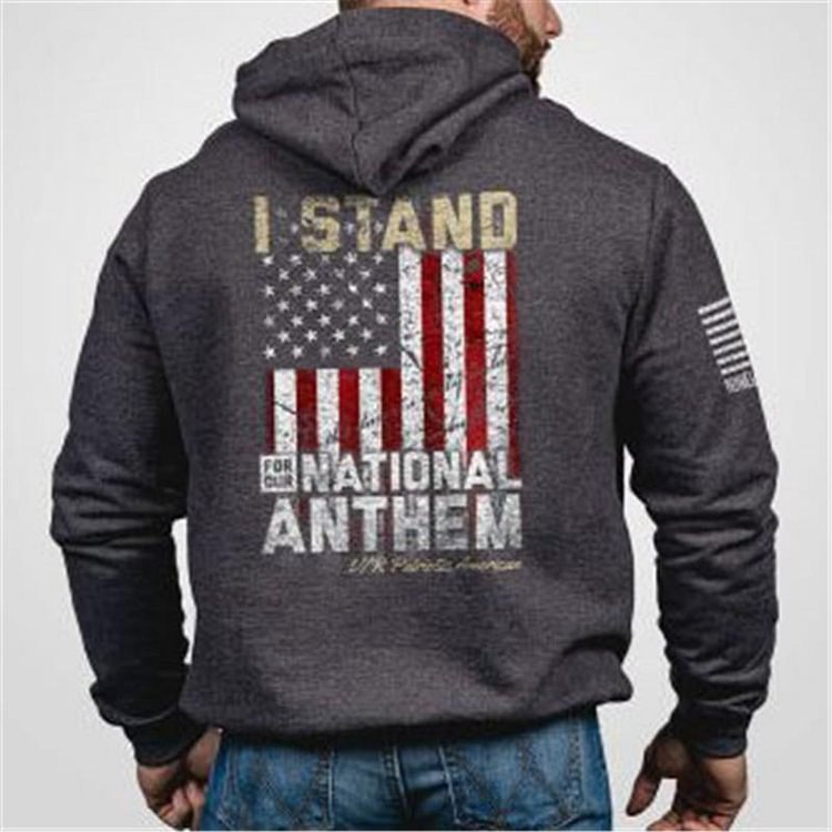 National flag print hooded basic sweatshirt