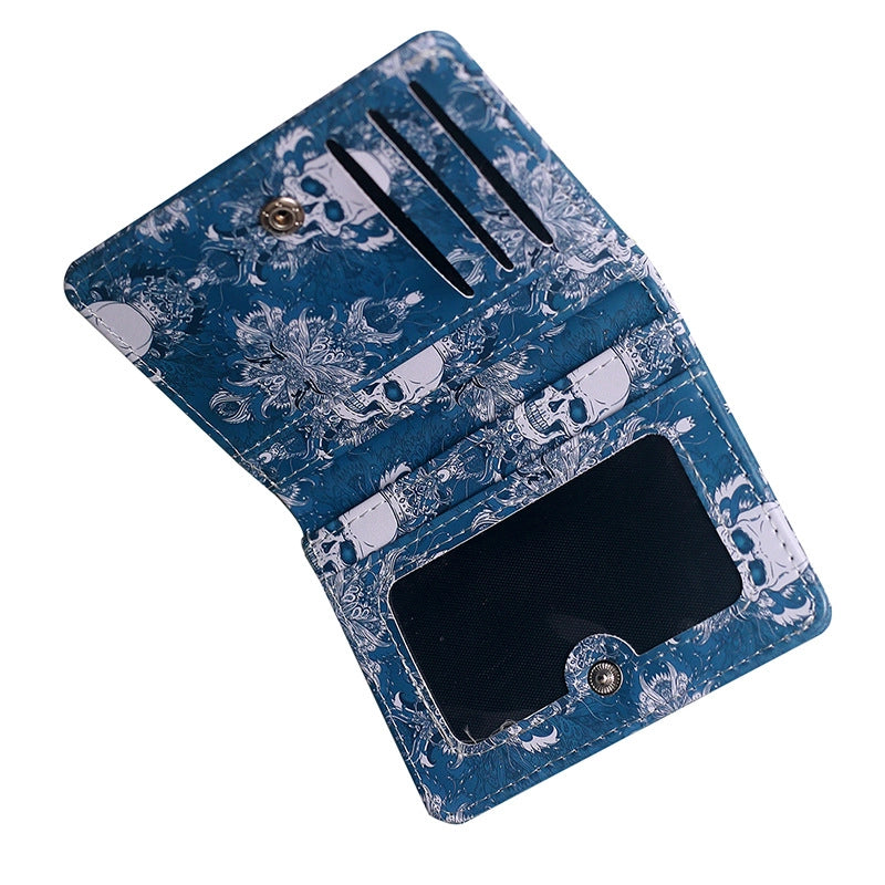 Unisex Skull PVC Hidden Buckle Small Wallets