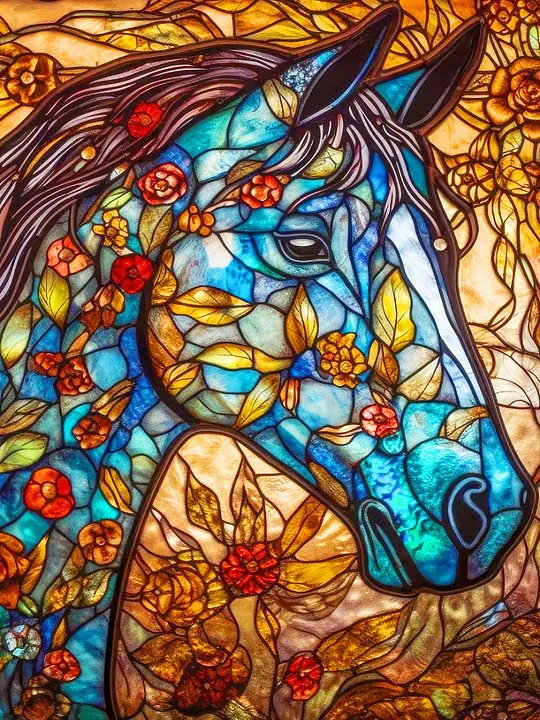 Pegasus Stained Glass - Full AB Round Drill Diamond Painting -  40*40CM(Picture)