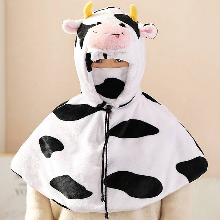 Lovely Cow Face Mask Plush Hat Scarf - Modakawa Modakawa
