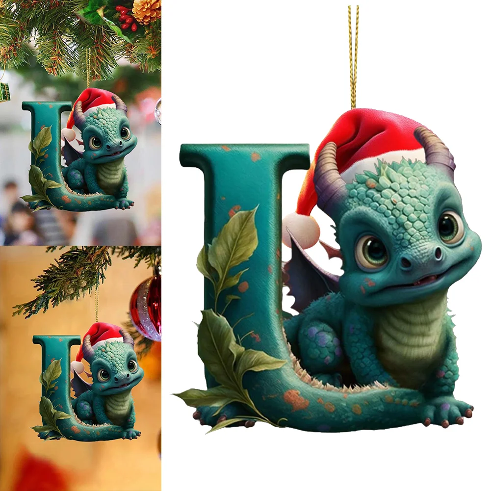 Christmas Cute Dragon Pendants Acrylic Letter Shaped Exquisite for Xmas Tree Car