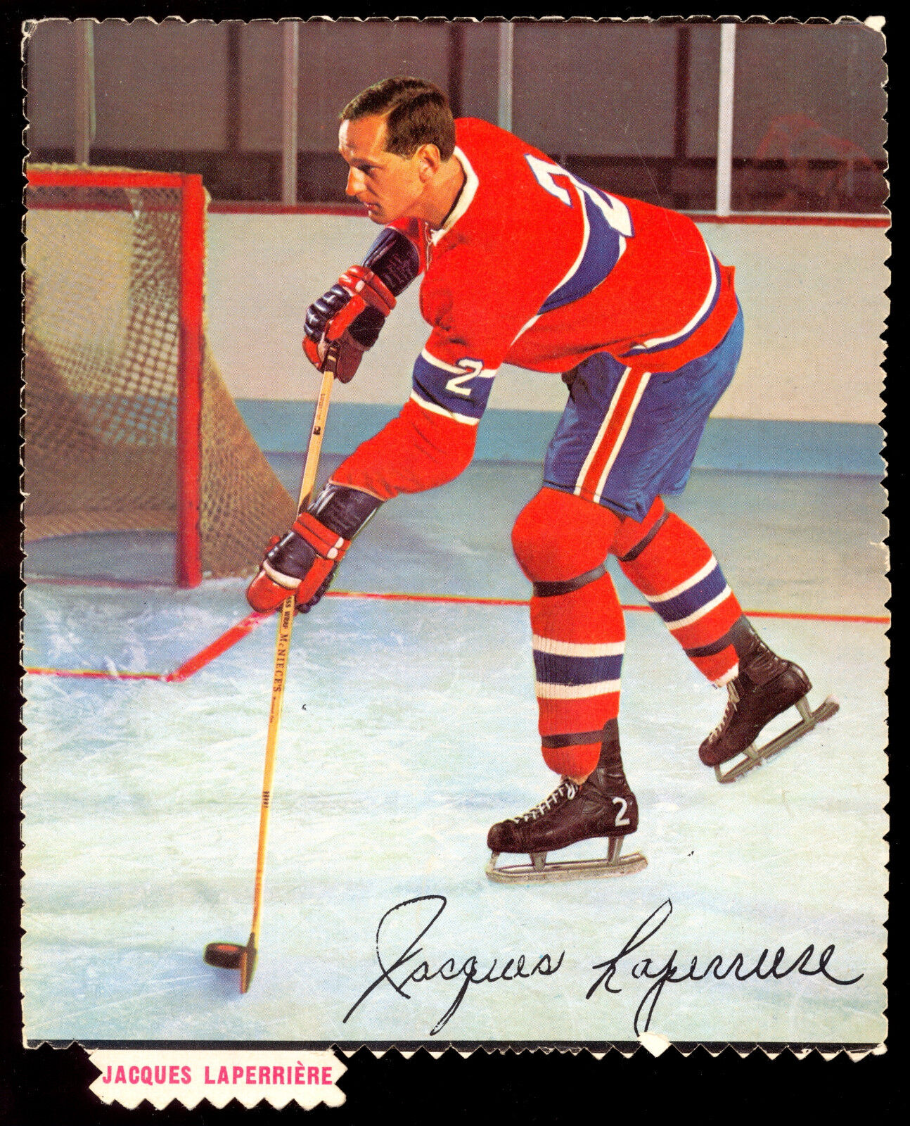 1966-67 General Mills Action Photo Poster painting Pic Tips Jacques Laperriere Clearing the Puck