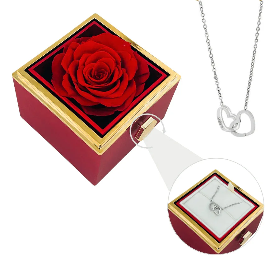Eternal Rose Box - W/ Engraved Necklace & Real Rose