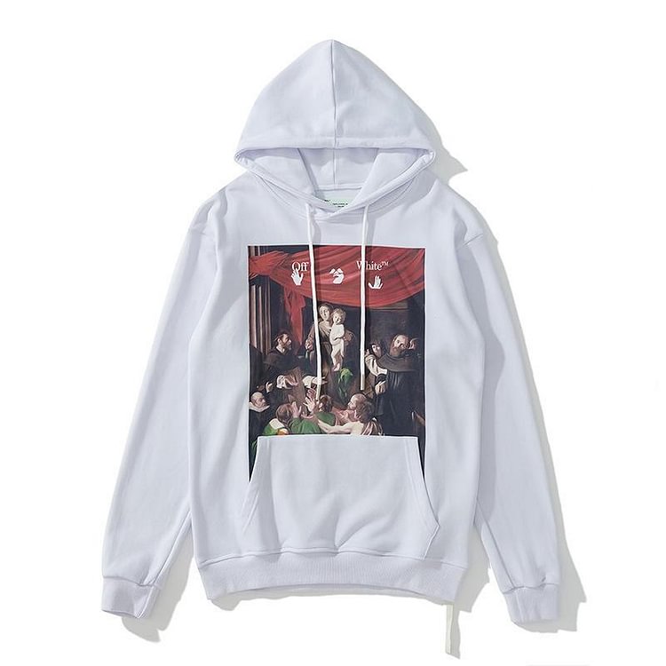 Off White Hoodie Autumn and Winter Printing Sweater Ow Men's Women's Hoodie Thin Large Size Casual Owt