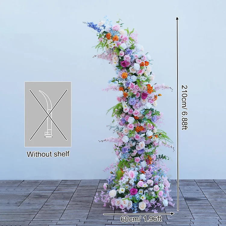 A8780 Colorful Flower Arrangement Decor Wedding Horn Arch Floor Row