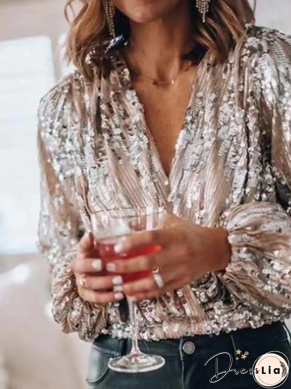 Women's Blouse Solid Colored V Neck Tops Loose Basic Top White Blushing Pink-836