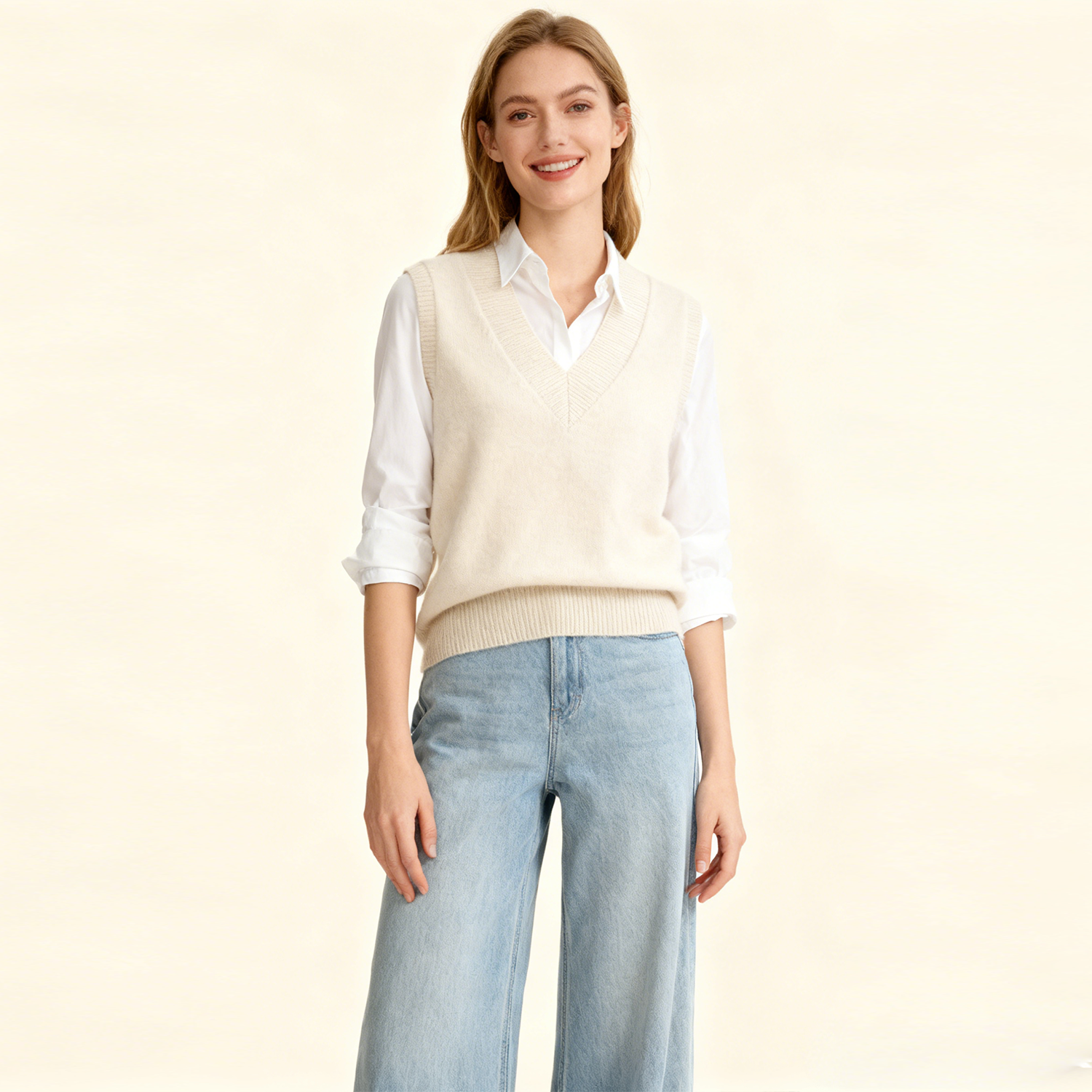 Knitted Casual Women's Cashmere Vest REAL SILK LIFE