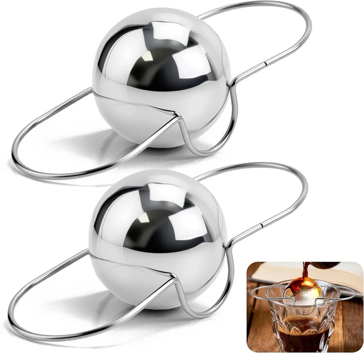 ☕❄️ Espresso Cooling Ball &bull; Stainless Steel Frozen Ice Rocks for Coffee (2PCS)