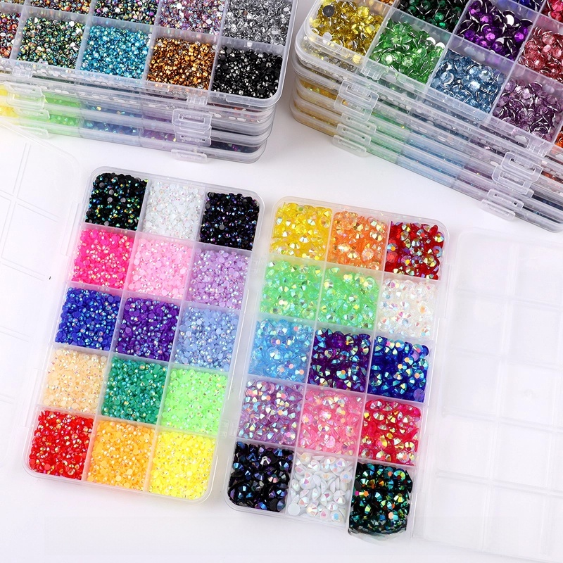 15 Color Resin Bottoming Drill Color AB Diamond Mixed Color Acrylic Diamond Handmade DIY Stick-on Crystals Large Transparent Rhinestone Jewelry Suit