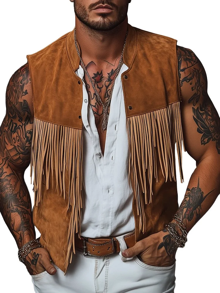 Trendy Western Fringe Suede Vest