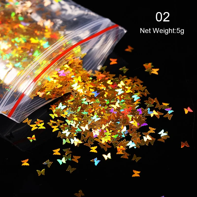 1 Bag Nail Sequins Butterfly Design 3D Glitter Colorful Nail Flakes iridescent Palliette Spangle Decoration Nail Art Sticker