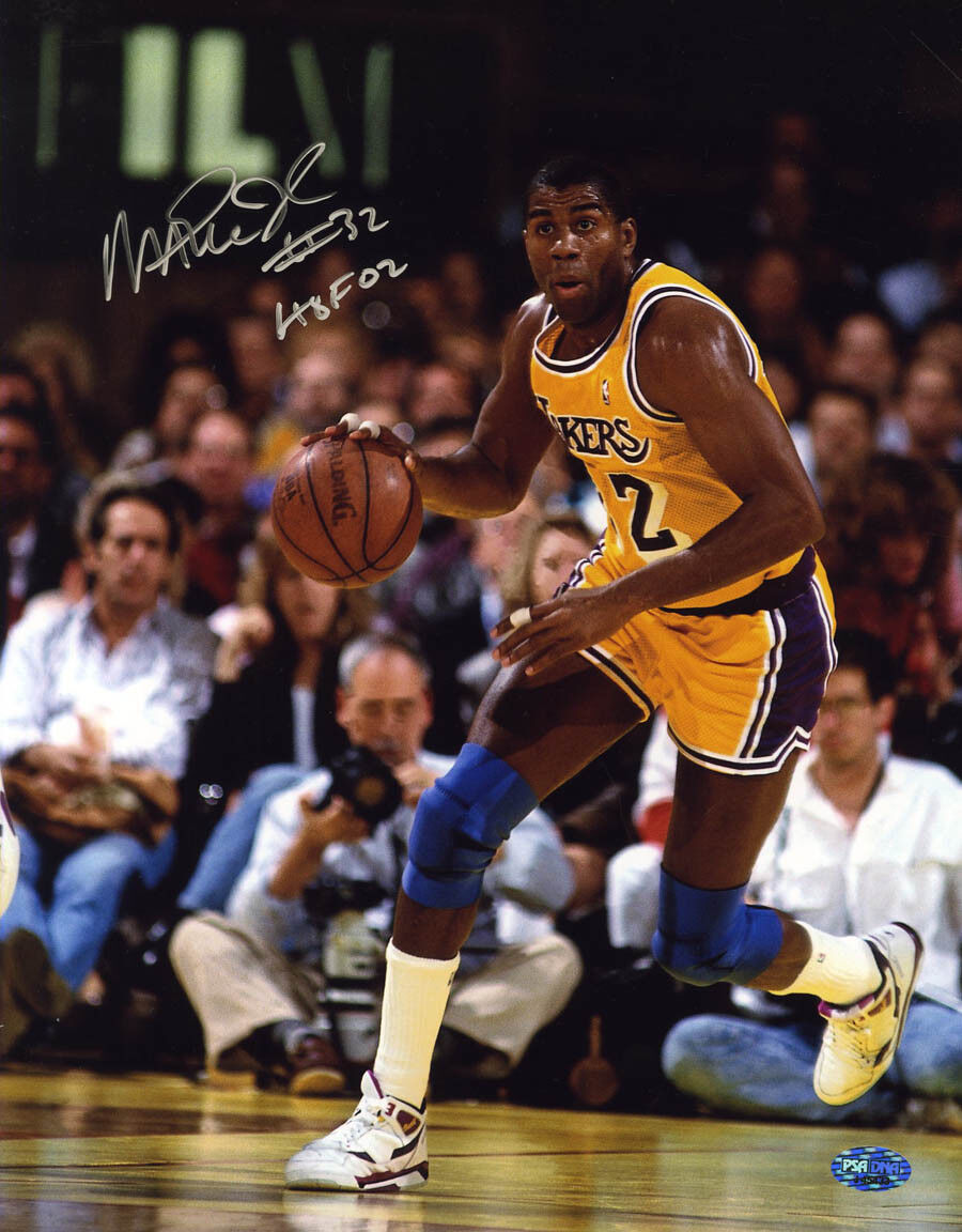 Magic Johnson SIGNED 11x14 Photo Poster painting + HOF 02 Los Angeles Lakers PSA/DNA AUTOGRAPHED