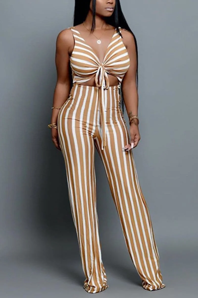 Fashion Sexy Striped Sleeveless Jumpsuit