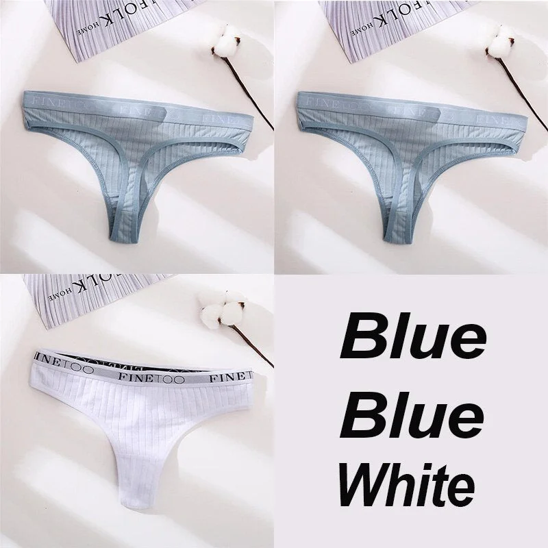 3PCS/Set Cotton Panties Female Underpants Sexy G-string Women Panties Underwear Solid Color Intimates Lingerie Thong Pantys