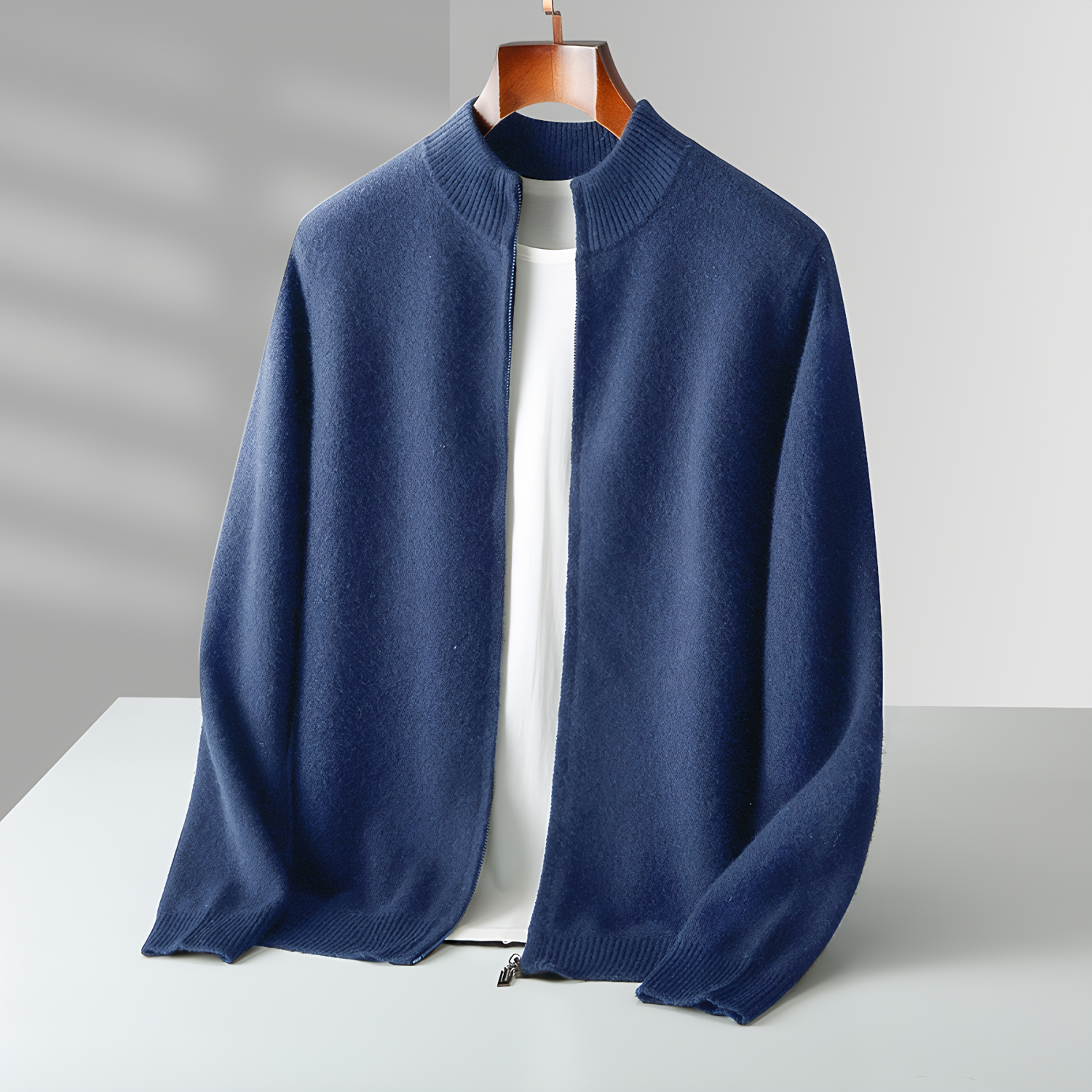 Men's Wool Zip-Front Cardigan | Premium Casual Wear REAL SILK LIFE