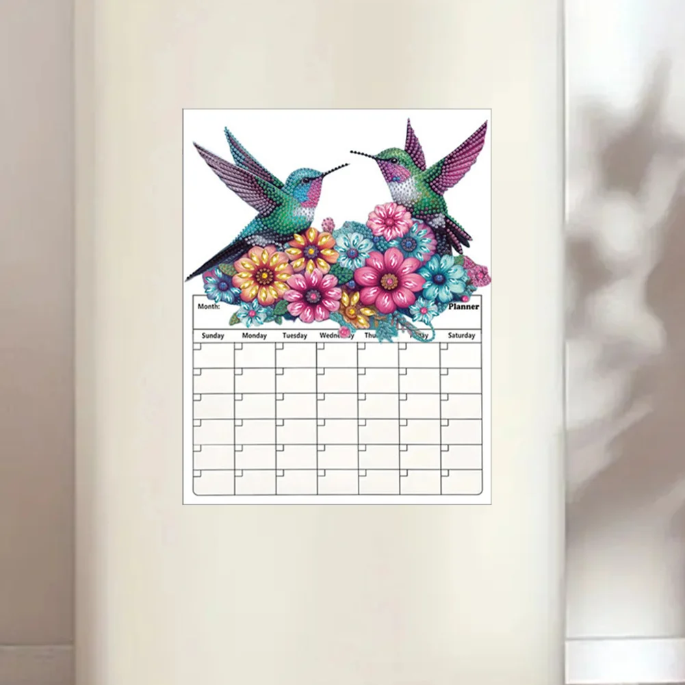 DIY Hummingbird Diamond Painting Magnetic Fridge Calendar To-do List Calendar