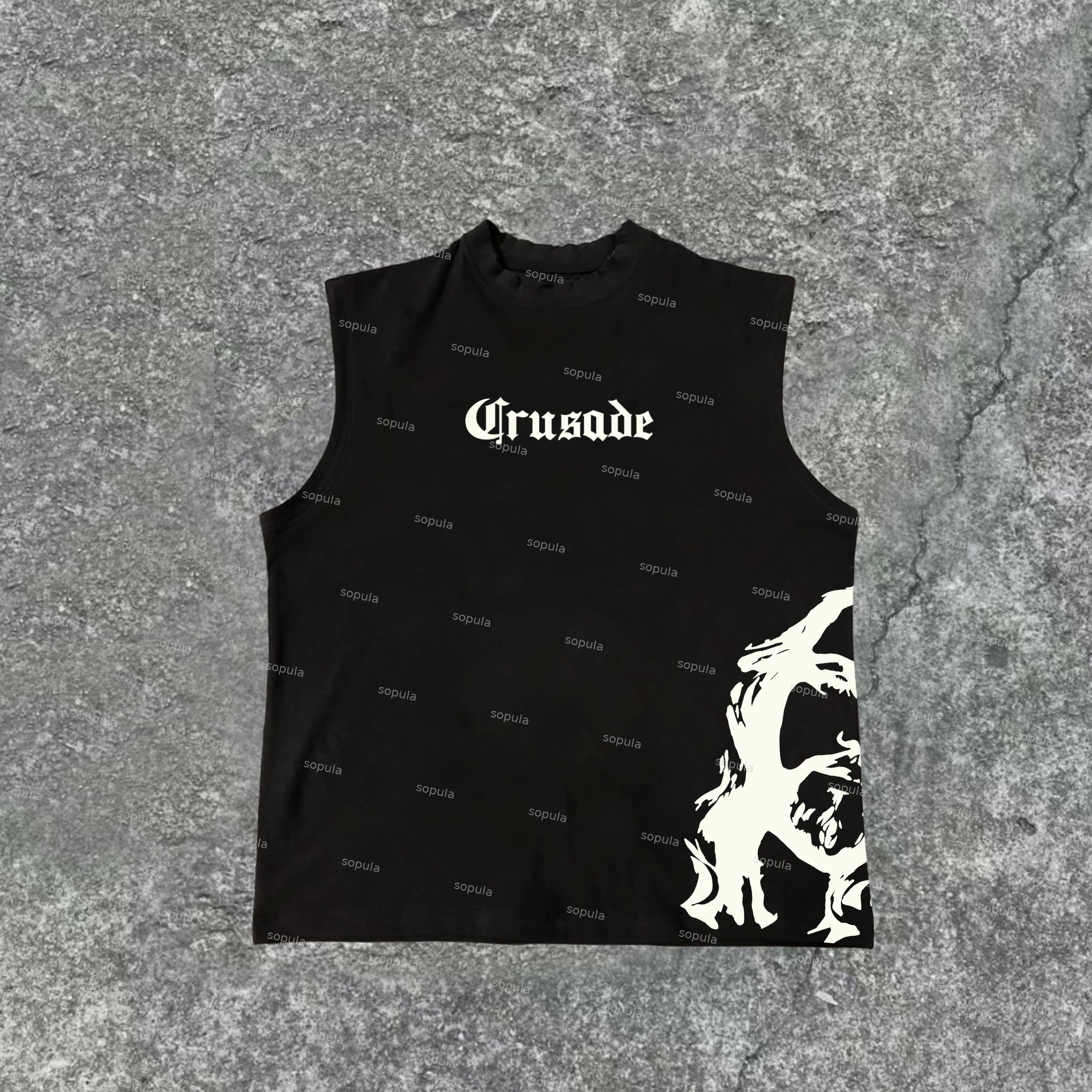 Sopula Fashionable God-Crusade Print Cotton Casual Tank Top