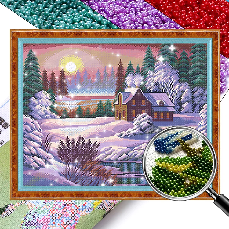 Scenery - 9CT Bead Embroidery Cross Stitch(Full Embroidery)