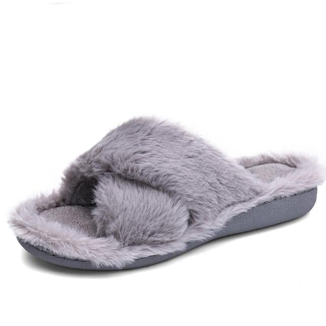 Winter Women Indoor Slippers Home Shoes Fur Slippers Warm Shoes Woman House Slippers Ladies Slip On Flats