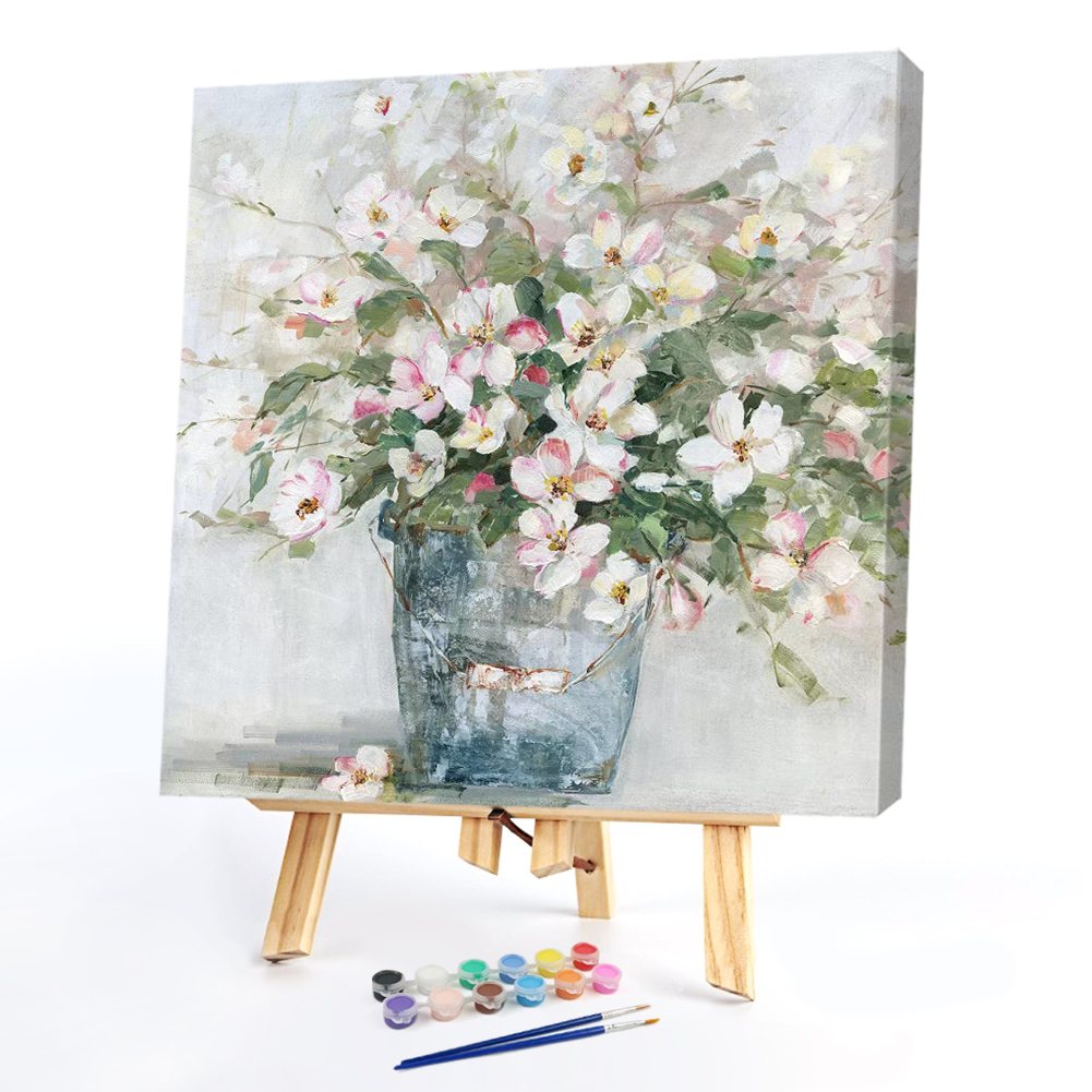 

20*20CM - Paint By Numbers - Milky White Flowers, 501 Original