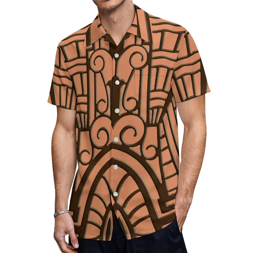 Short Sleeve Deco Architectural Hawaiian Shirt Mens Button Down Plus Size Tropical Hawaii Beach Shirts