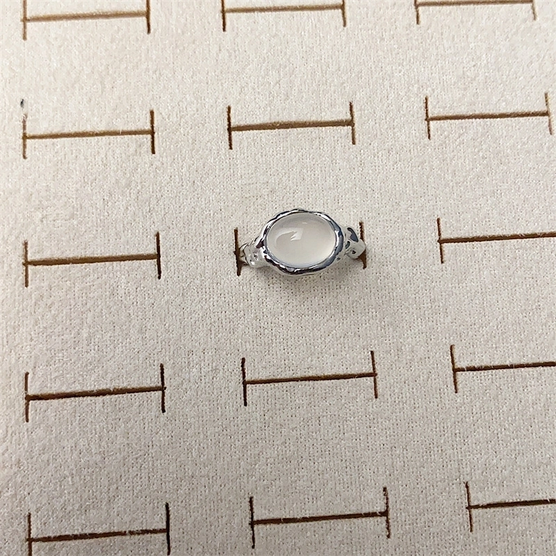 Copper Silver Plated Inlay Round Natural Stone Gem Rings