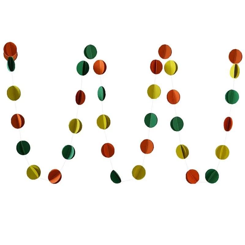 3m Colorful 3D Round Heart Paper Garlands Christmas Wedding Party Banner Hanging Paper Garland Room Decoration