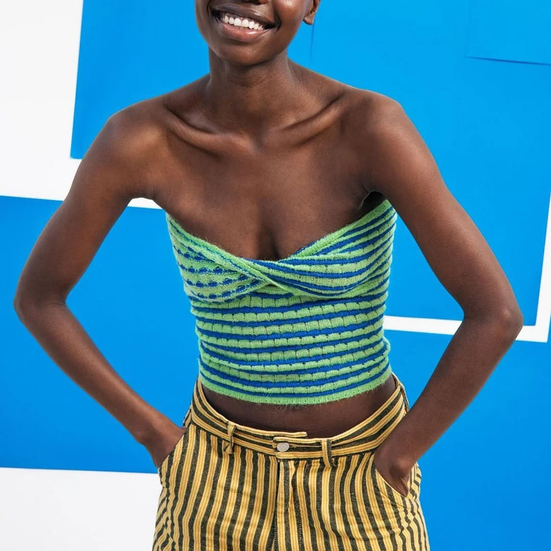 2022 Strapless Knitted Crop Top Women Hollow Out Sleeveless Summer Autumn Backless Y2k Tank Tops 90S Vintage Fashion