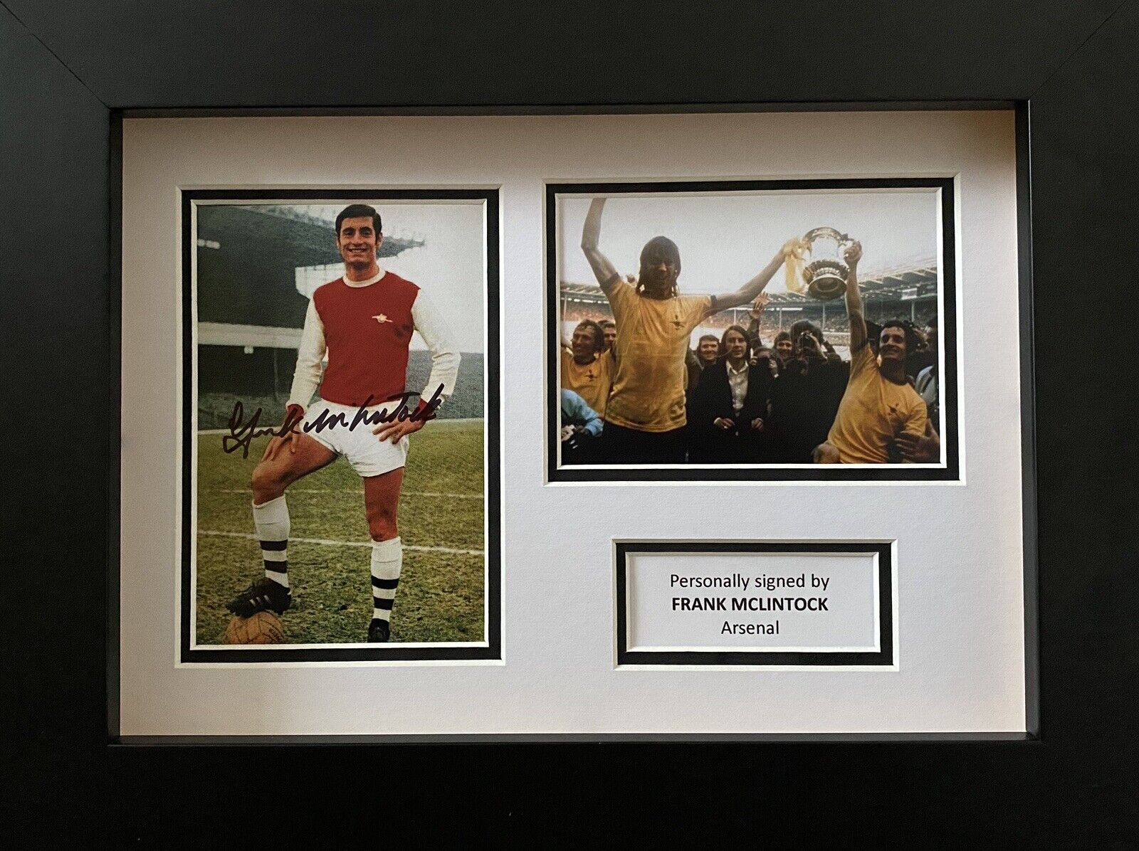 Frank McLintock Hand Signed Arsenal Photo Poster painting In A4 Frame Display