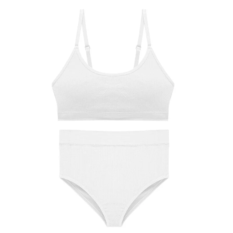 CINOON Seamless Tanks Tops Bras Set Female Underwear Wireless Bra Crop Top Women High Waist Underpants Soft Bralette Lingerie