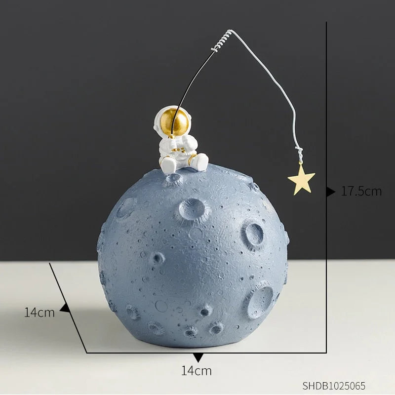 Nordic Astronaut Round Piggy Bank Creative Resin Piggy Bank Modern Home Decoration Desk Decoration Children's Birthday Gifts