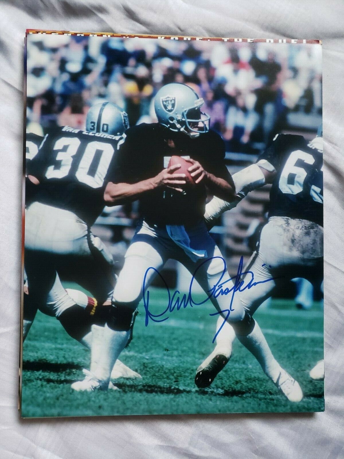 DAN PASTORINI OAKLAND RAIDERS SIGNED AUTOGRAPHED 8X10 Photo Poster painting COA FOOTBALL OILERS