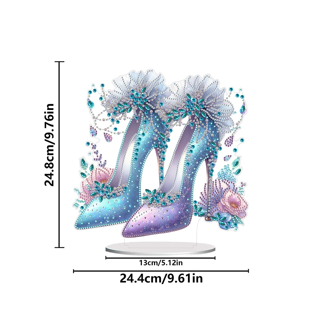 5D DIY Acrylic Special Shape Elegant High Heels Rhinestones Desktop Ornaments 
