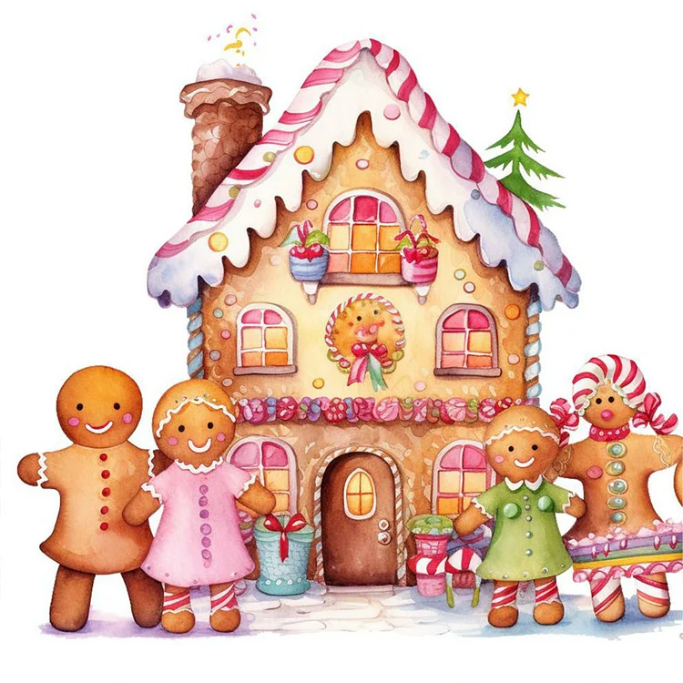 Christmas Cookie House 30*30CM (Canvas) Full Round Drill Diamond Painting gbfke