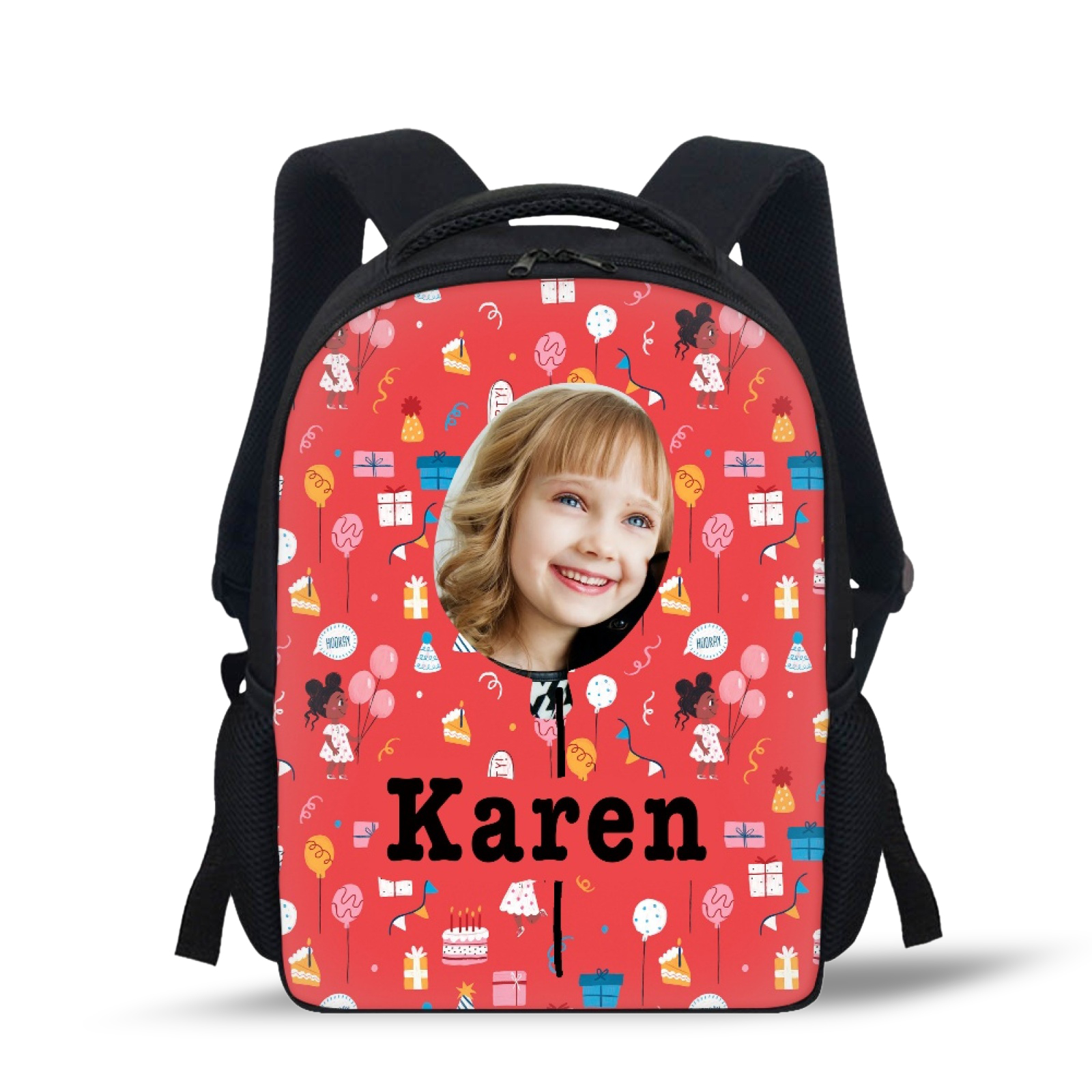 Personalized School Bag Custom Name And Photo Schoolbag Red Backpack